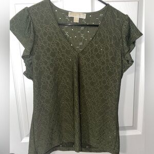 Michael Kors olive green dressy top